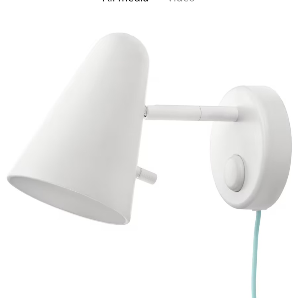 Ikea Fubbla Wall Lamp White with Green Cable